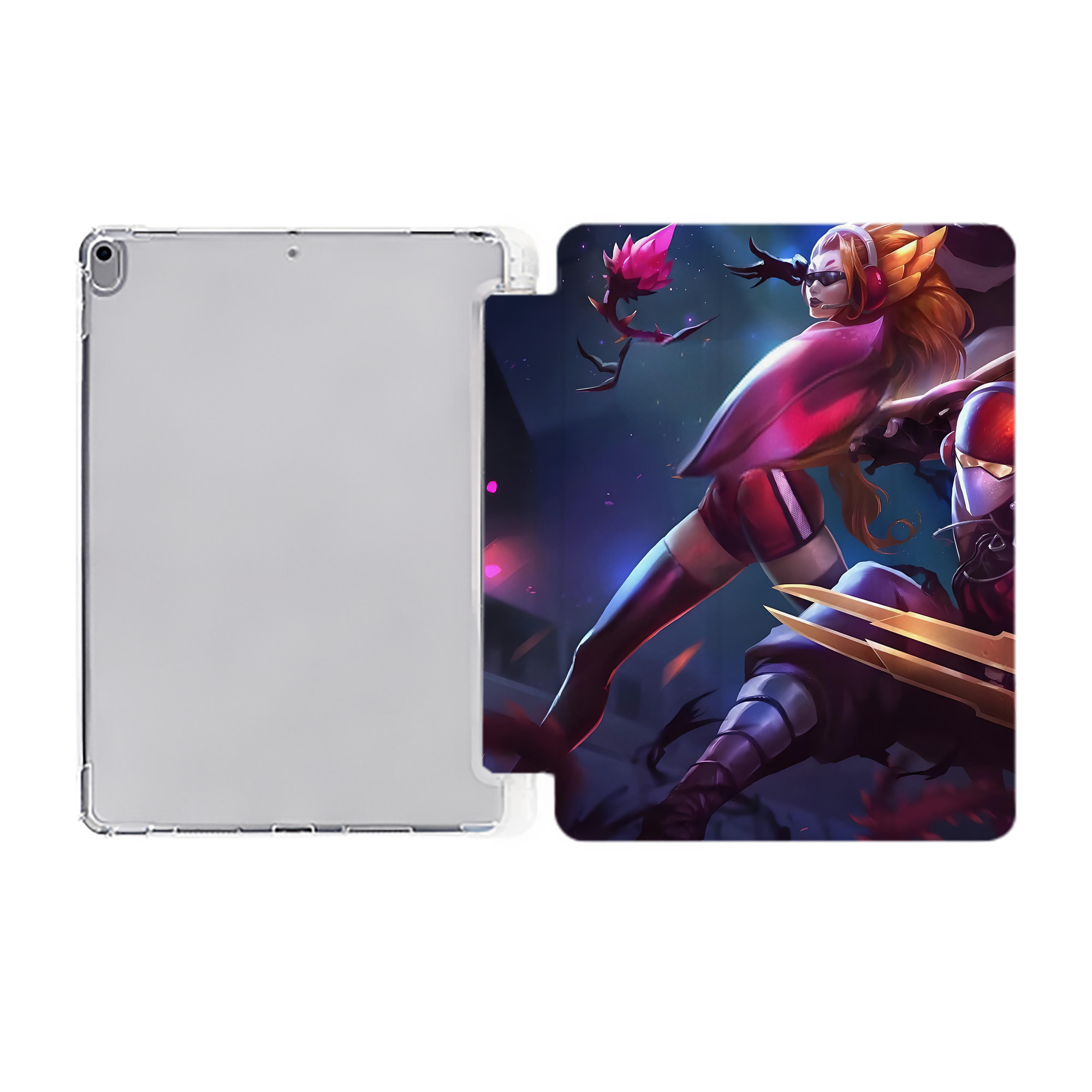 （画像用） リーグ・オブ・レジェンド League of Legends LOL IPad ケース ペン収納付き 三つ折りスタンド PUレザー×シリコン 対応機種9.5/10.5/10.9インチ